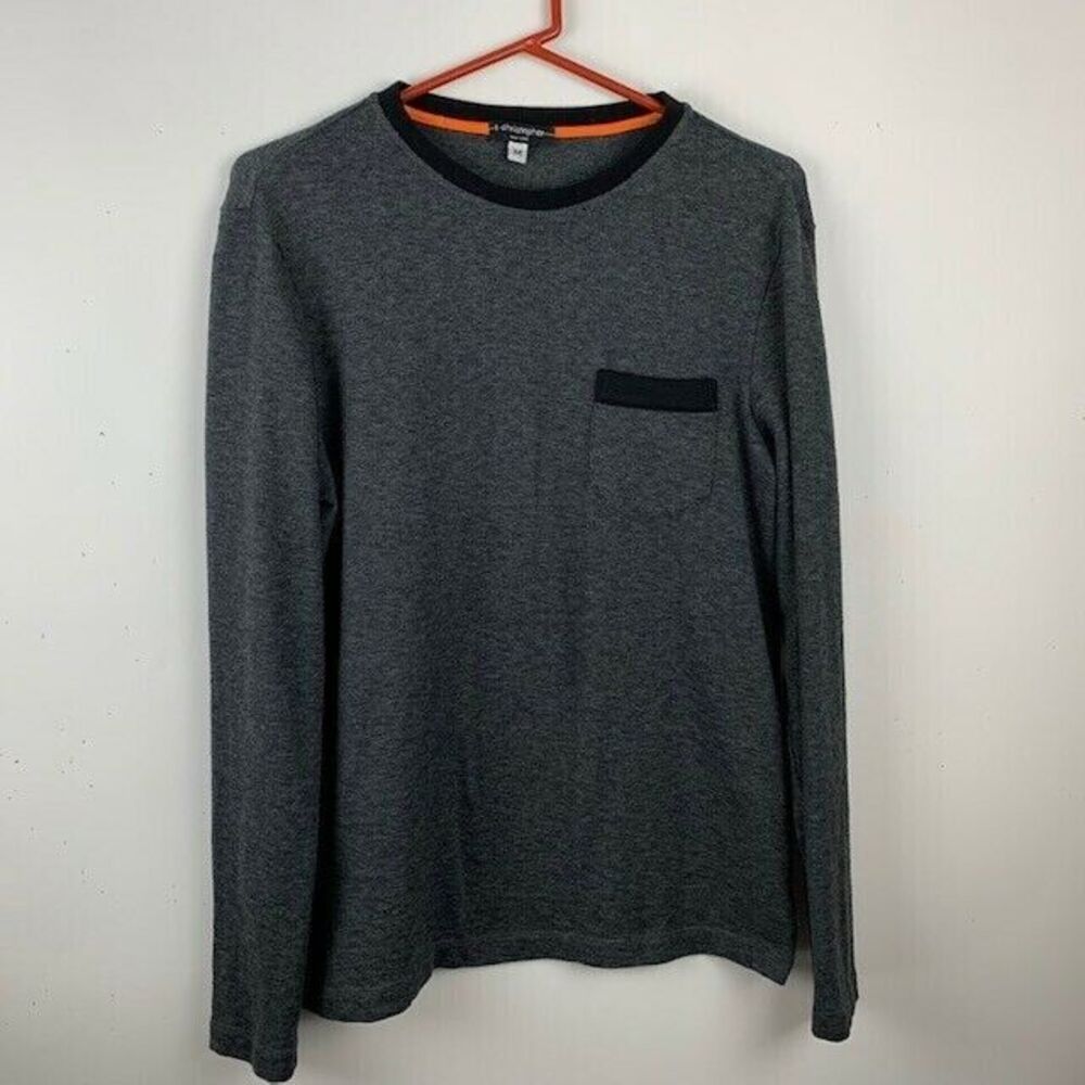 T Christopher Womens Top Size Medium Long Sleeve Gray Pocket